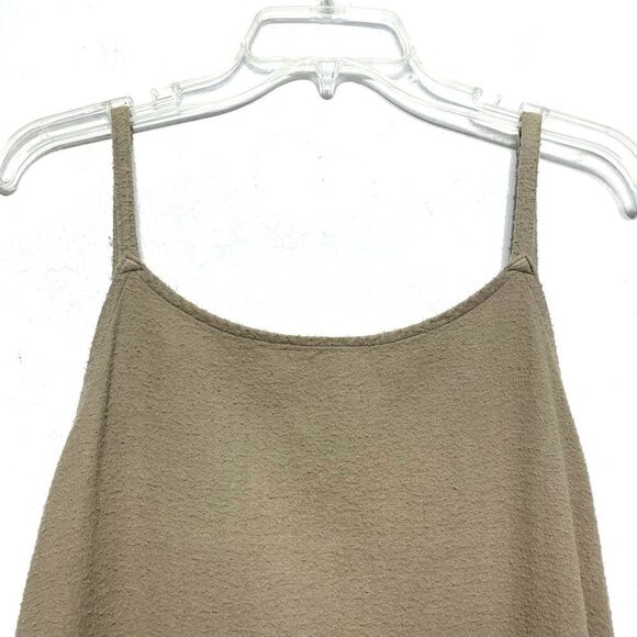Krista Larson 100% Cotton Midi Tan Tank Dress Womens One Size Gathered Hem - Picture 3 of 9
